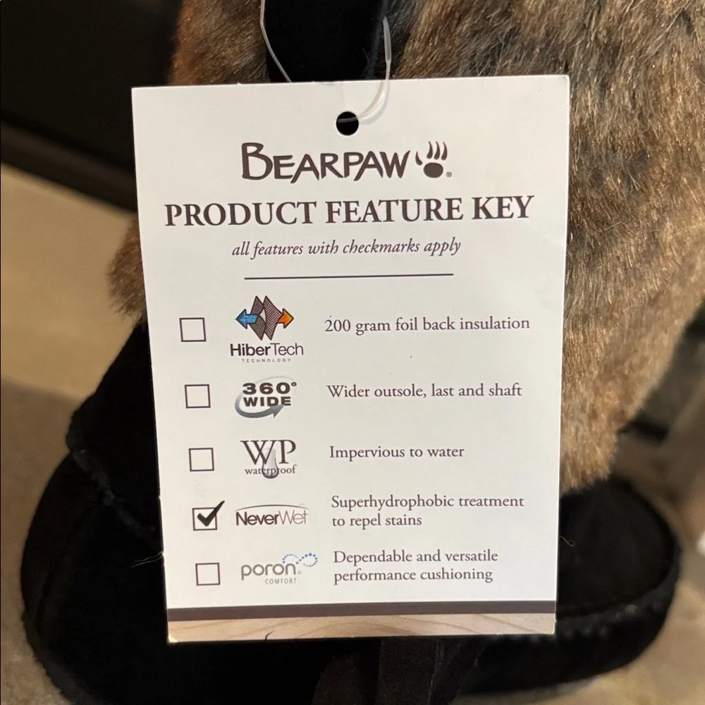 BEARPAW Monet Never Wet,Suede,rabbit fur,wool blend lined sheepskin footbed